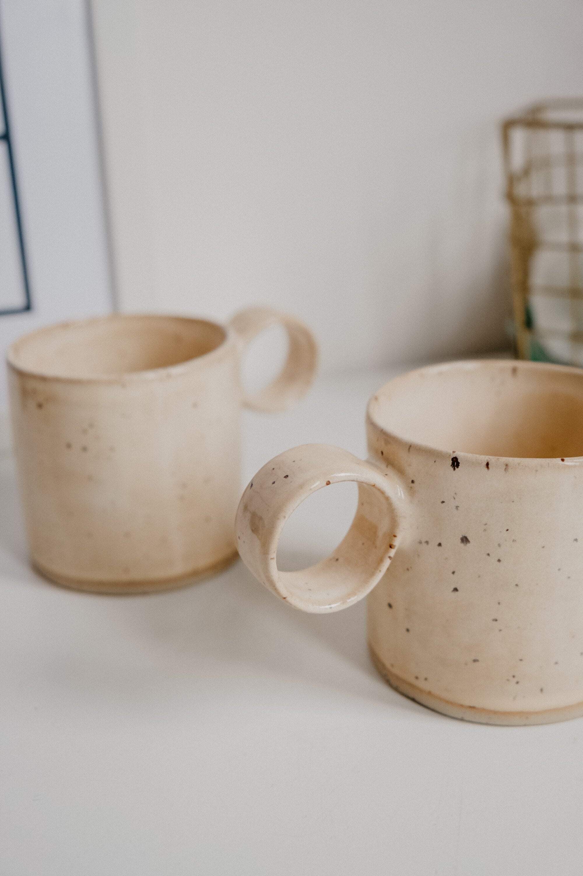 Saffi Handmade Round Handled Mug - Available In Blue Check, Speckled And Line - Image 7